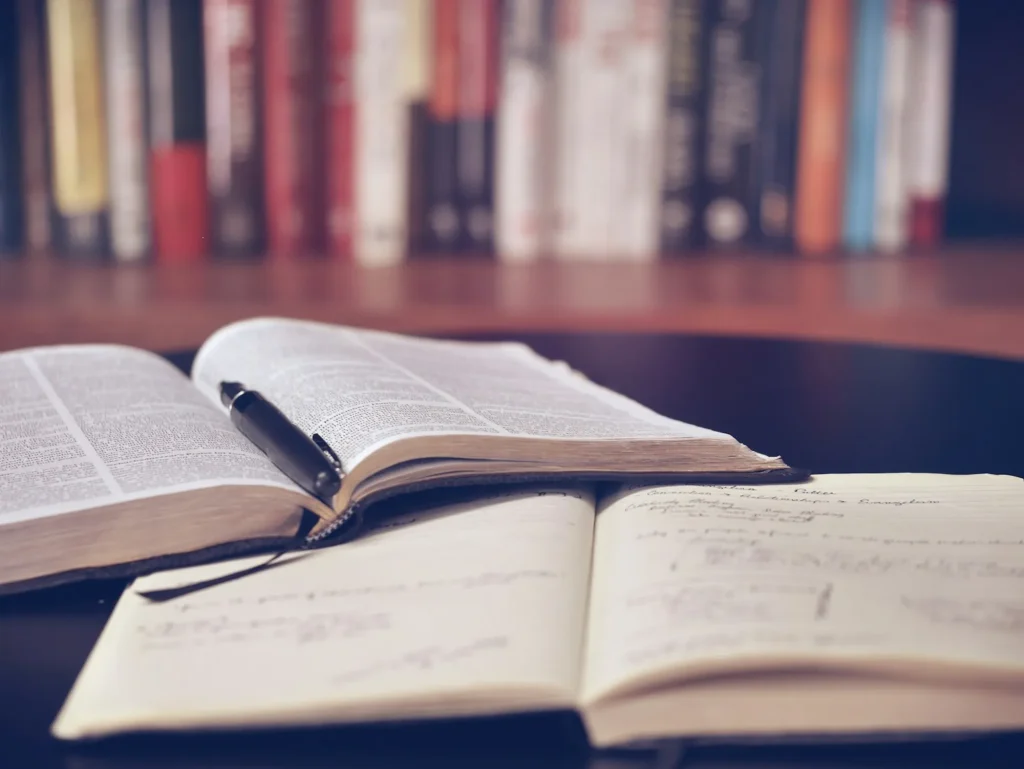 textbooks and notebook