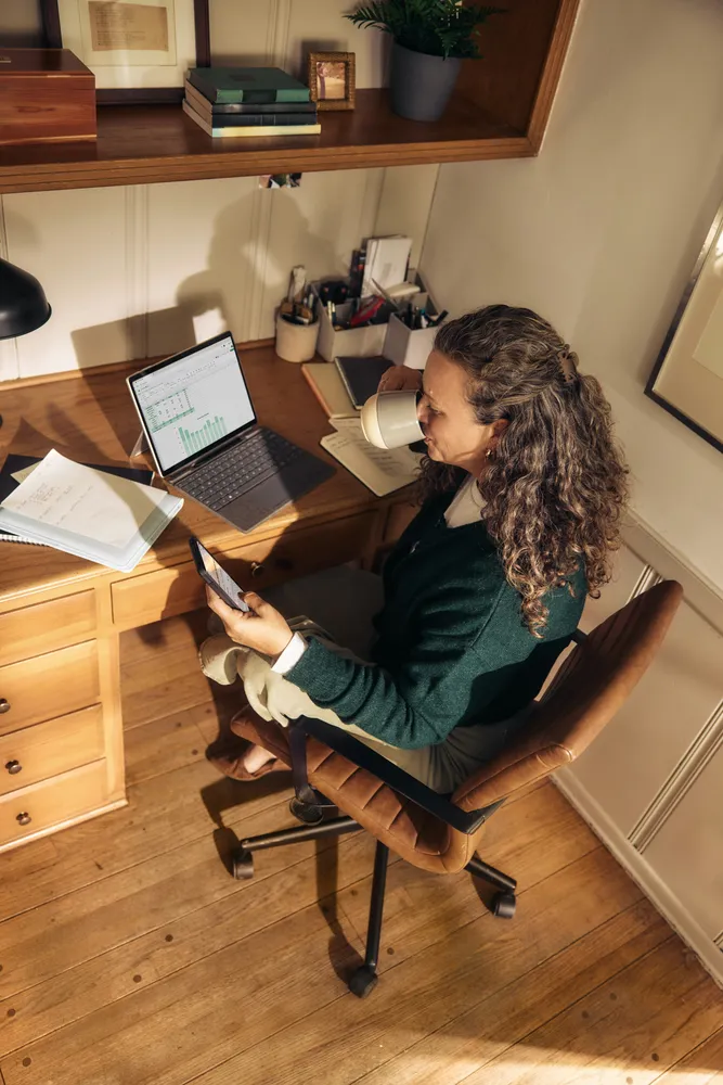 woman working in a home office