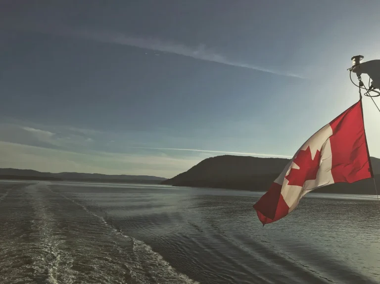 Canadian flag on a ship at sea